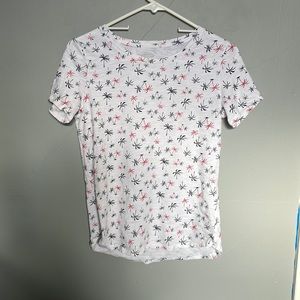 Old Navy women’s XS red white and blue palm tree print cotton t shirt Y2K summer